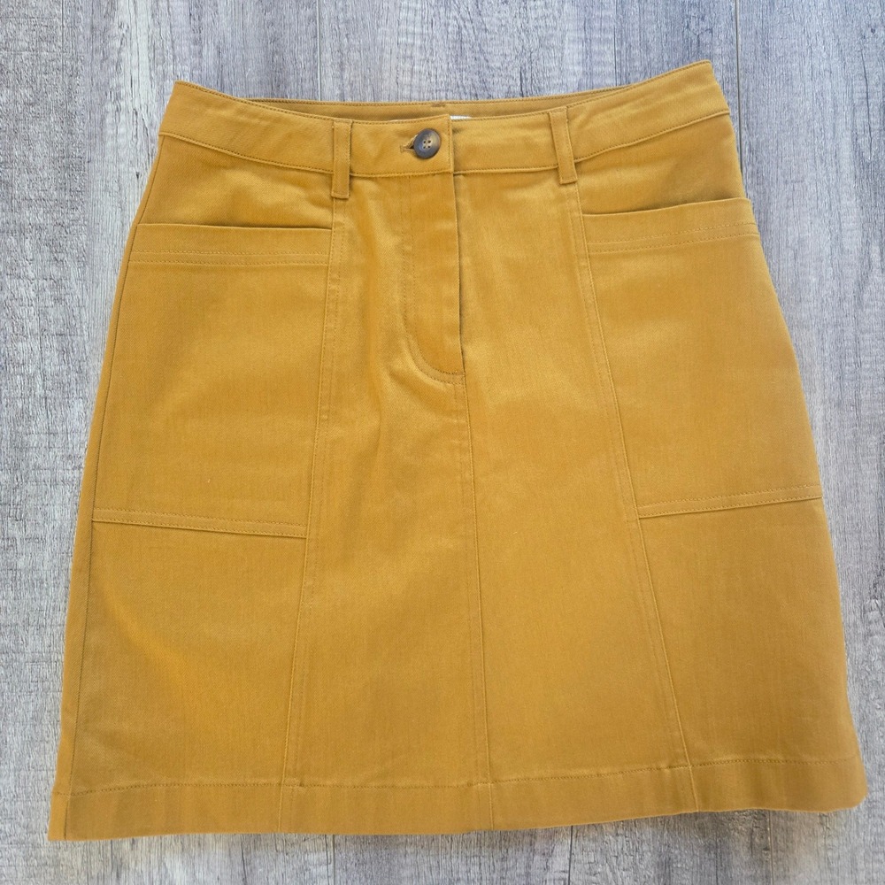 Boden Yellow Cotton Twill A-Line Mini Skirt Pockets US 6R T0733